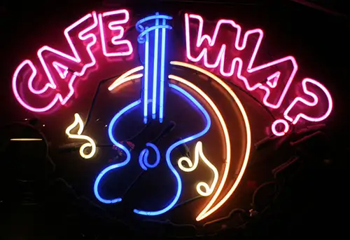 Cafe Wha With Guitar Logo LED Neon Sign