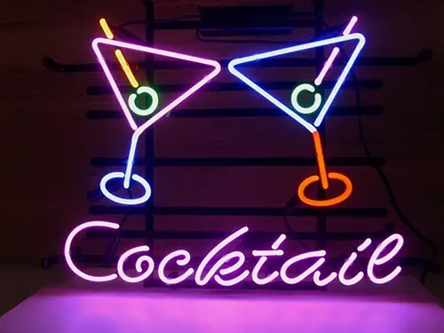 Cocktail Martini Glass Logo LED Neon Sign