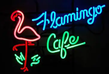 Flamingo Cafe Logo LED Neon Sign