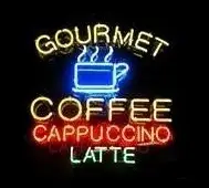 Gourmet Coffee Cappuccino Latte Logo LED Neon Sign