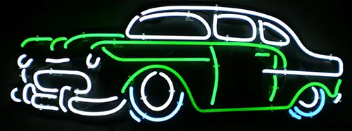 Green White Car LED Neon Sign