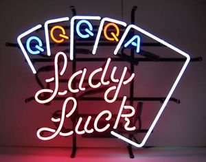 Lady Luck Poker Logo LED Neon Sign