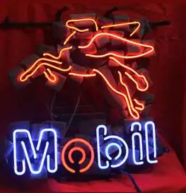 Mobil Oil Gas Logo LED Neon Sign