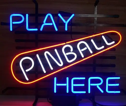 New Play Pinball Here Game Room Logo LED Neon Sign