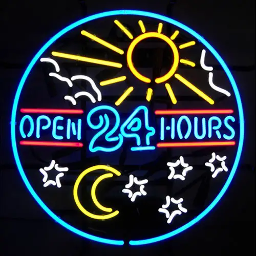 Open 24 Hours Logo LED Neon Sign