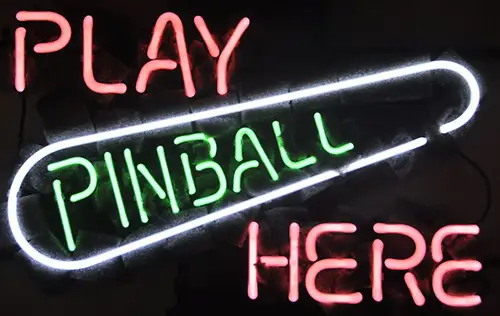 Play Pinball Here Game Room Logo LED Neon Sign