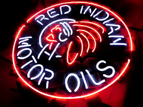 Red Indian Motor Oils Logo LED Neon Sign