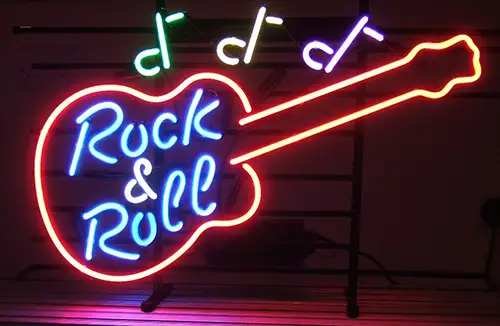 Rock And Roll With Guitar LED Neon Sign