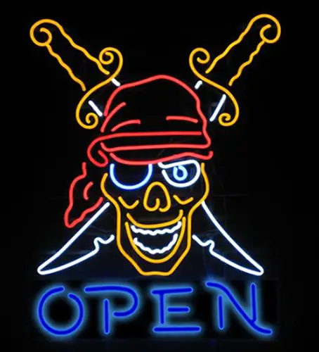 Tatto Open Pirate Logo LED Neon Sign
