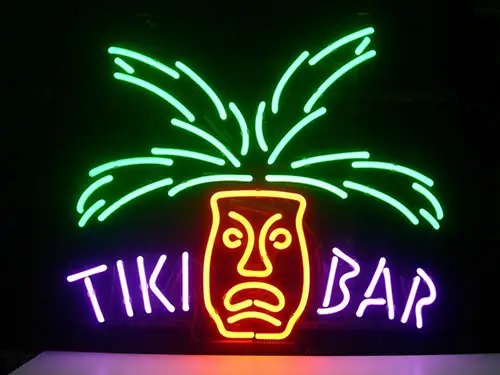Tiki Bar Paradise Palm Logo LED Neon Sign