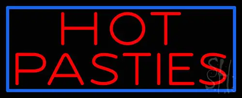 Blue Border Hot Pasties LED Neon Sign