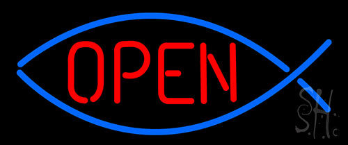 Open With Fish LED Neon Sign