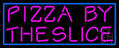 Blue Border Pizza By The Slice LED Neon Sign