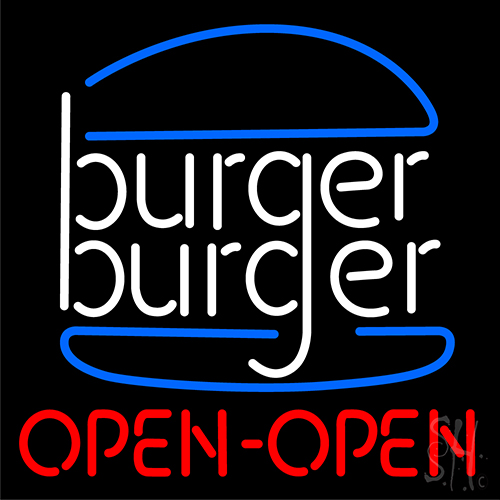 Burger Open LED Neon Sign