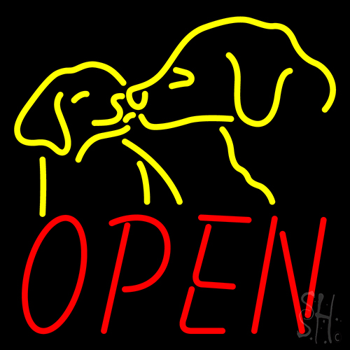 Open With Dogs LED Neon Sign