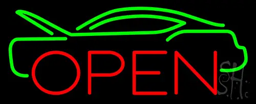 Green Car Open LED Neon Sign