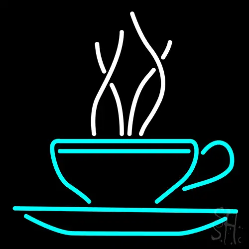 Turquoise Coffee Cup LED Neon Sign