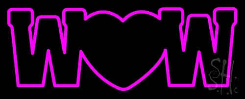 Wow With Heart LED Neon Sign