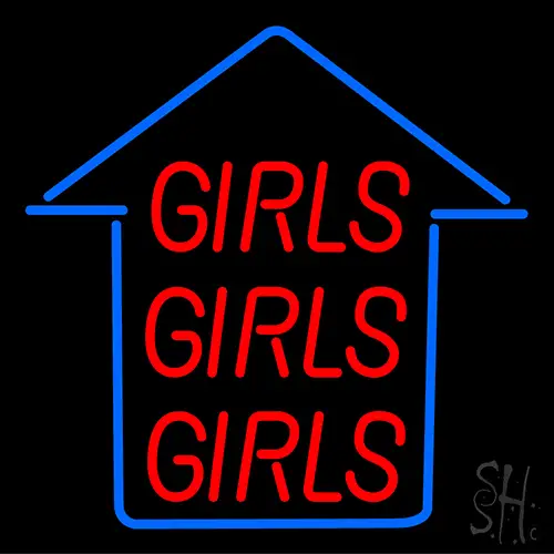 Girls Girls Girls Blue Arrow LED Neon Sign