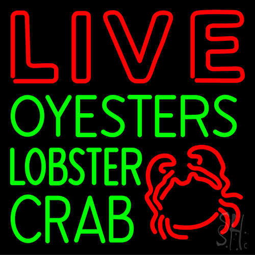 Live Oysters Lobster Crab With Logo LED Neon Sign