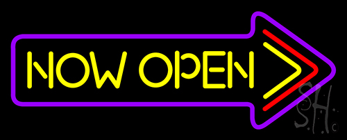 Now Open With Arrow LED Neon Sign
