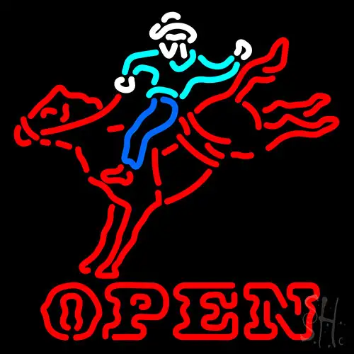 Horse Riding Open LED Neon Sign