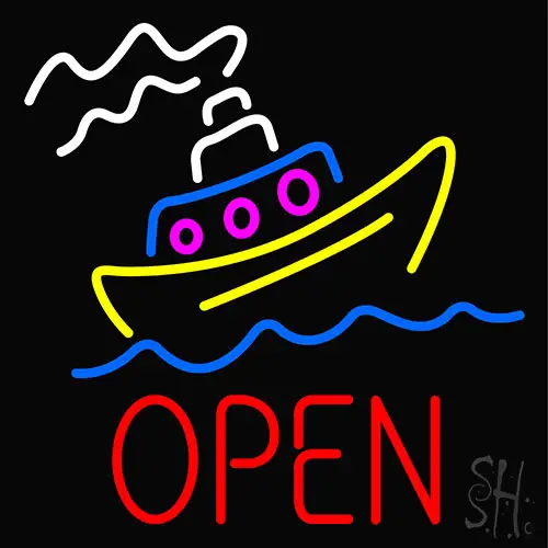 Open With Boat LED Neon Sign