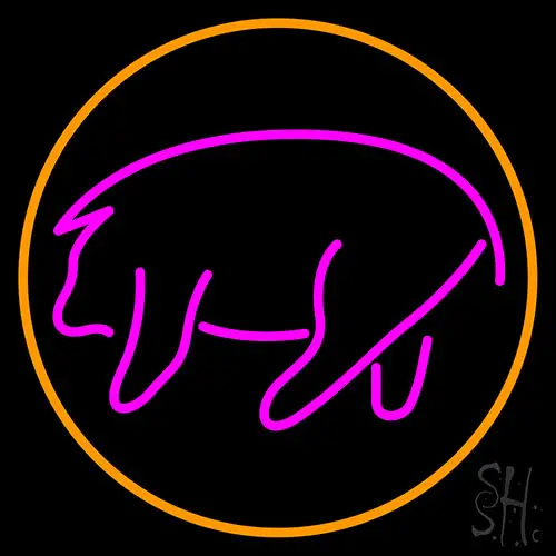 Pink Pig With Circle LED Neon Sign