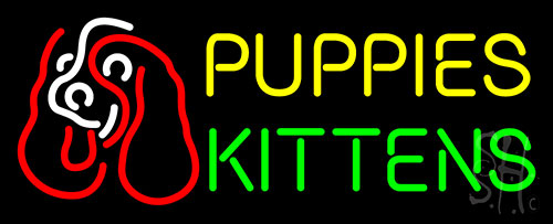 Puppies Kittens With Logo LED Neon Sign