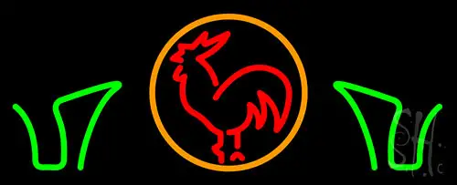 Red Rooster With Circle LED Neon Sign