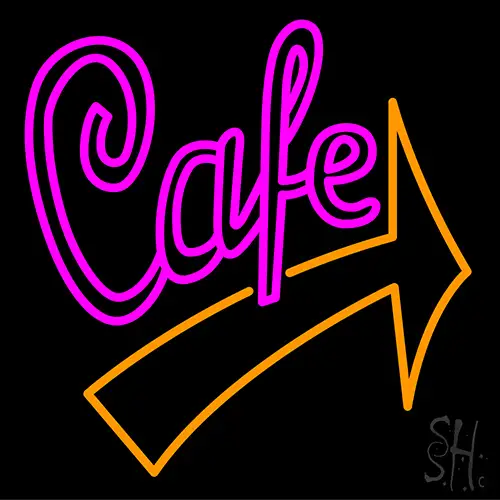 Cafe With Red Arrow LED Neon Sign