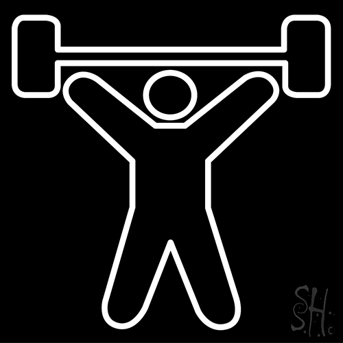 Exercise Dumbbells Heavy Weightlifter Sports Icon LED Neon Sign