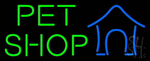 Pet Shop With Blue Logo LED Neon Sign