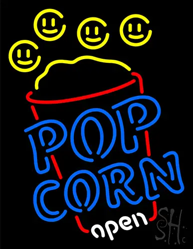 Pop Corn Open Logo LED Neon Sign