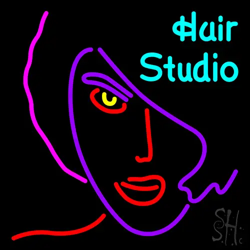 Hair Studio Girl Logo LED Neon Sign