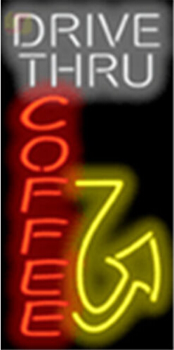 Drive Thru Coffee Vertical LED Neon Sign