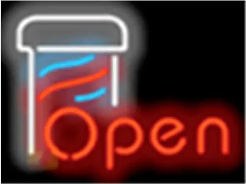 Open Barber Logo LED Neon Sign