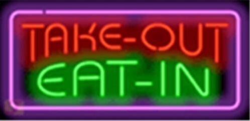 Take Out Eat in Barbeque LED Neon Sign