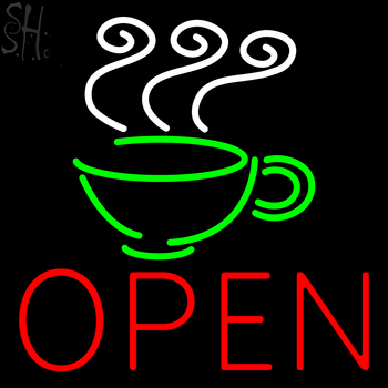 Custom Coffee Cup Logo Open LED Neon Sign 1