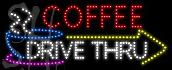 Custom Coffee Drive Thru With Yellow Arrow Double Sided View Led Sign 2