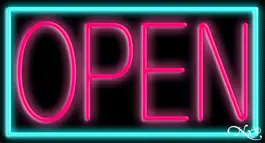 Aqua Border With Pink Open Neon Sign