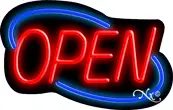 Deco Style Red Open With Blue Border Neon Sign