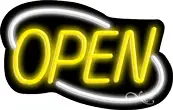 Deco Style Yellow Open With White Border Neon Sign