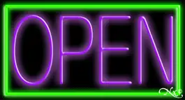 Green Border With Purple Open Neon Sign