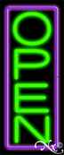 Purple Border With Green Vertical Open Neon Sign