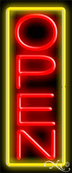 Yellow Border With Red Vertical Open Neon Sign