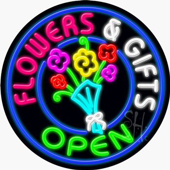 Flowers And Gifts Open Neon Sign