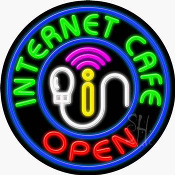 Internet Cafe Open Neon Sign