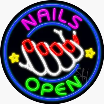 Nails Open Neon Sign