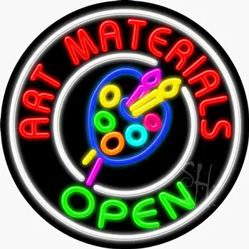 Art Materials Open Neon Sign